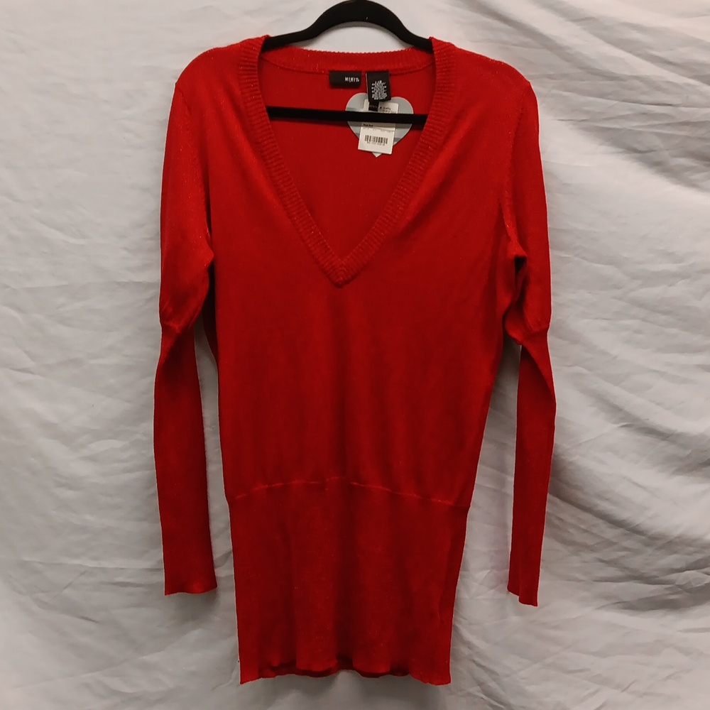 Mix It Valentine Day Red Metallic Mini Dress Large NWT